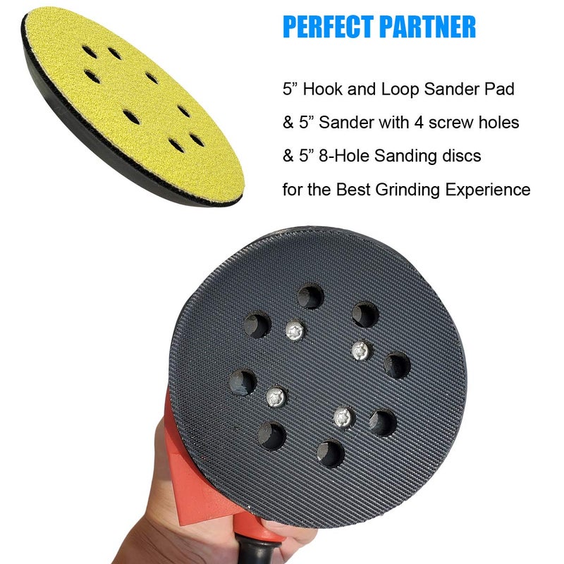 Tockrop 5" Hook and Loop Sander Pad for Ridgid R2600, R2601 Random Orbit Sanders -5 Inch 8 Hole Replacement Sanding Pad for Part Number 300527002 - with Extra Hard Backing - 1 Pack - Image 4